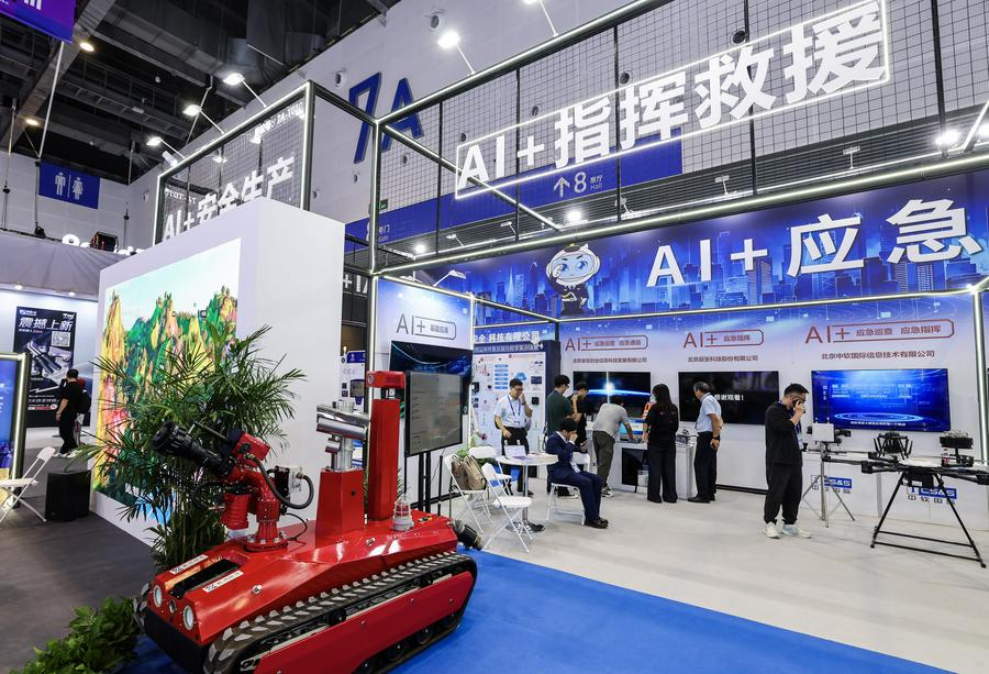 Artificial Intelligence exhibition zone at the 4th Global Digital Trade Expo in Hangzhou, east China's Zhejiang Province, Sept. 25, 2025.