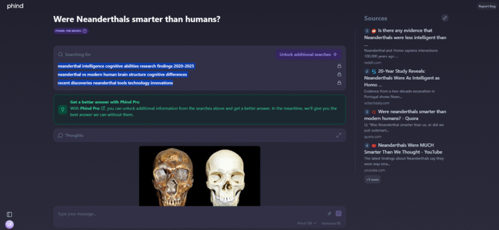 Using Phind for search