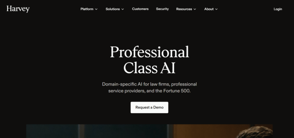 Harvey AI homepage 