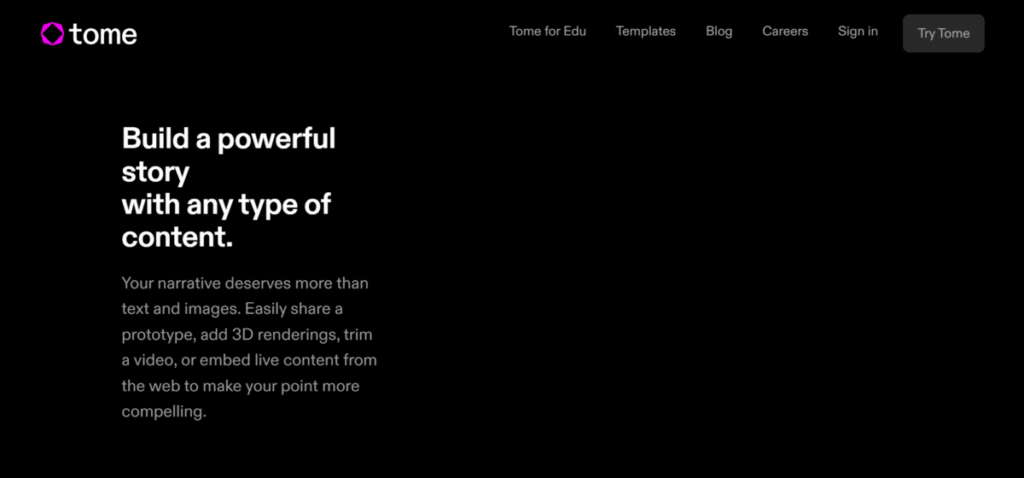 Tome, a Gamma AI alternative