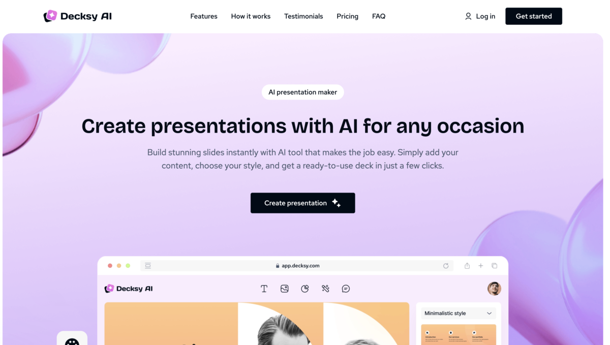 Decksy AI landing page