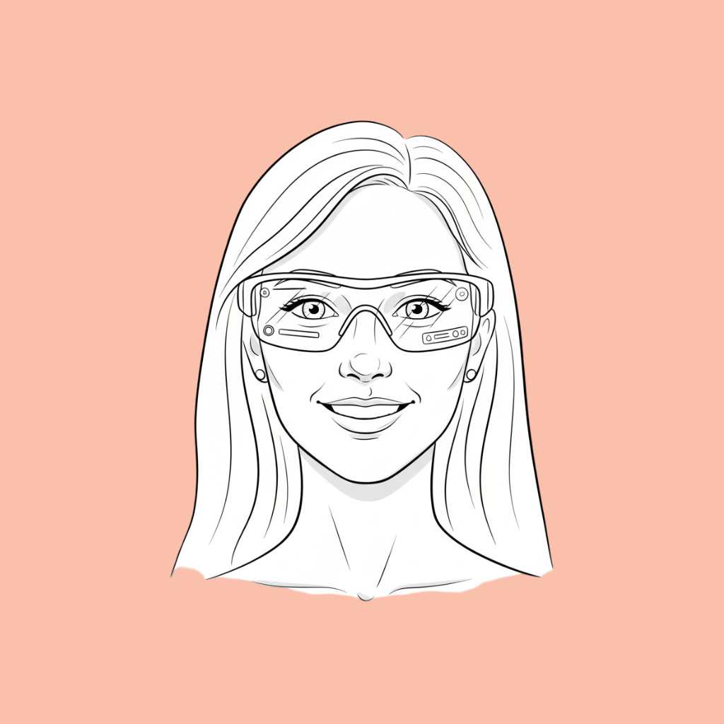 A woman wearing smart glasses