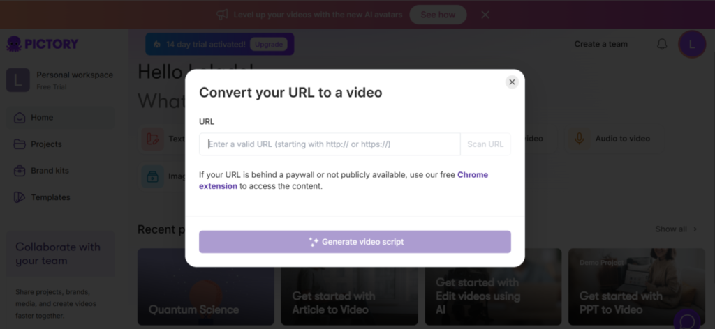URL to video