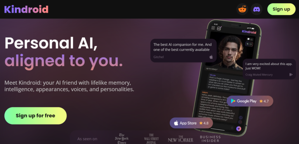 Kindroid AI, a Wsup AI alternative