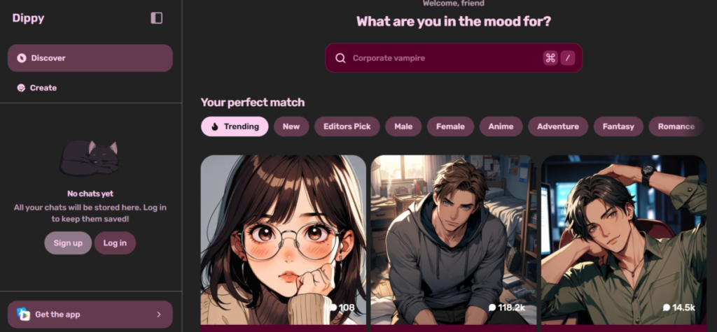 Dippy.ai, a Wsup AI alternative