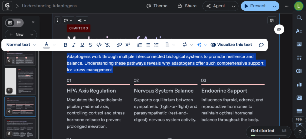 Editing a presentation
