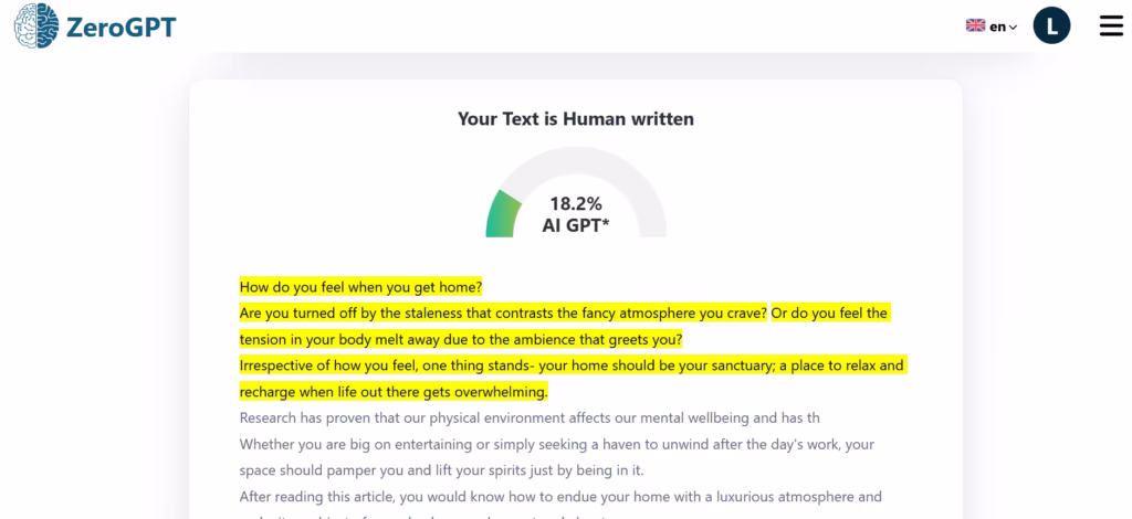 Testing a human text