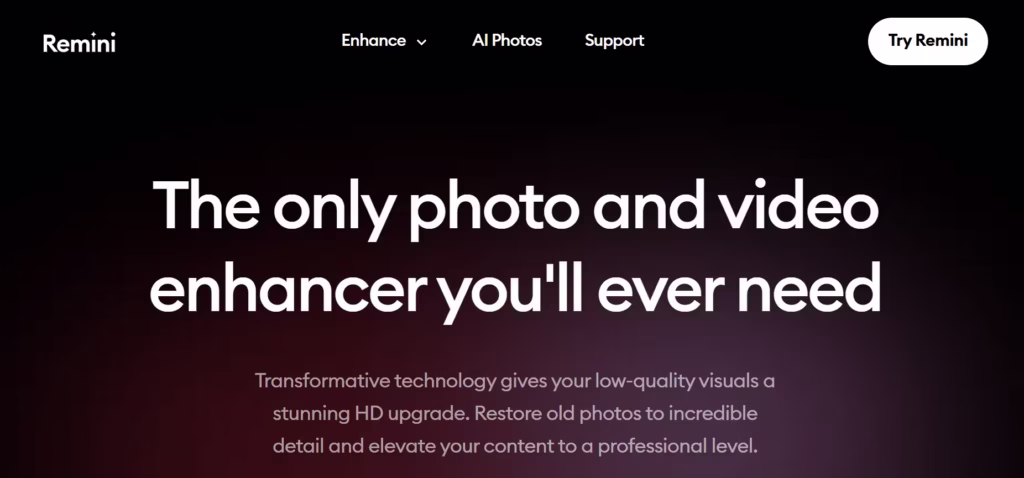 Remini, a top mobile photo editor
