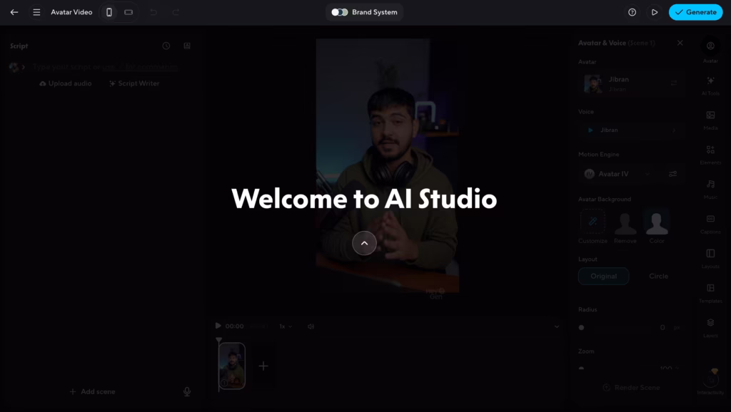 Heygen ai video generator Ai studio