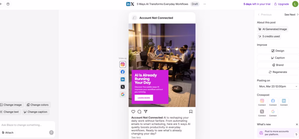 X and LinkedIn post by Blaze AI
