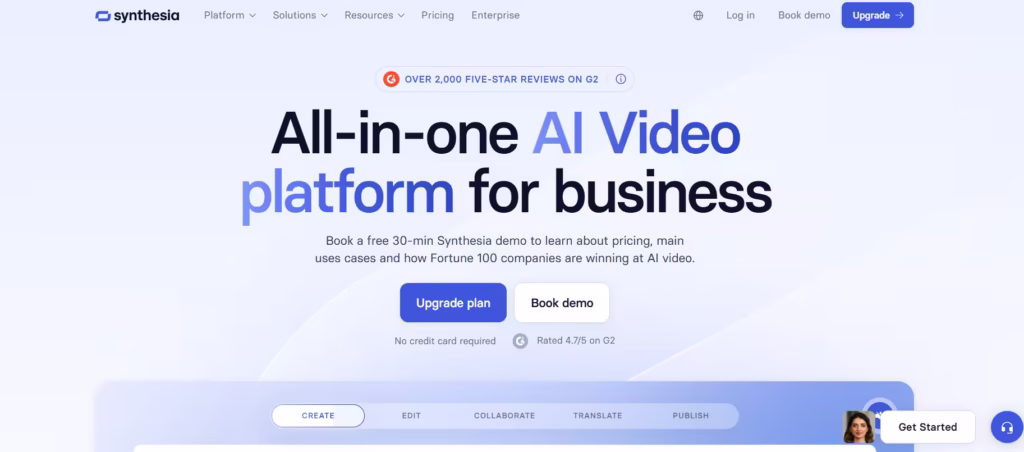 Synthesia, an AI video tool