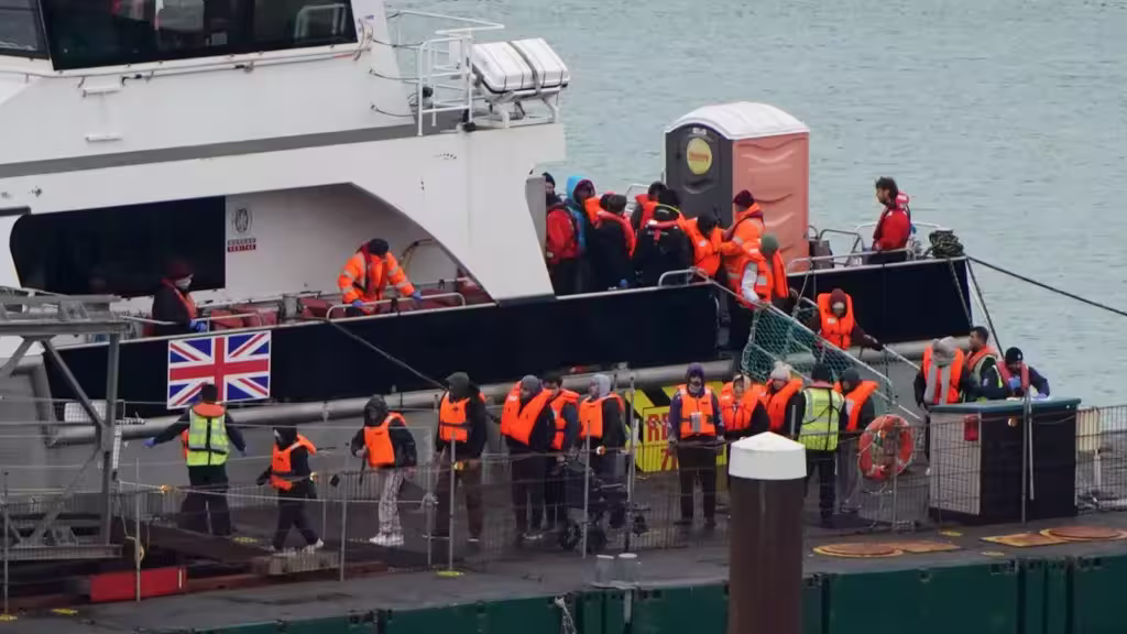U.K. migrants on a ship