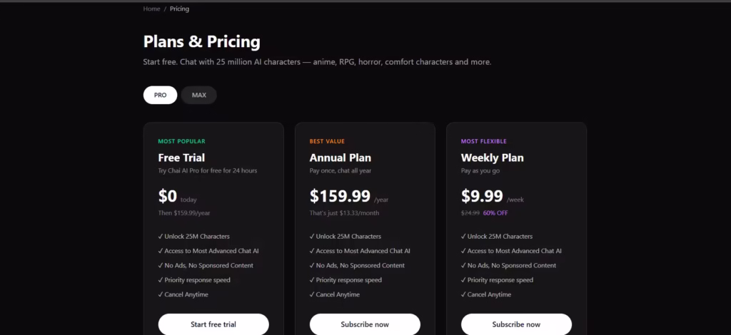 Chai AI pricing