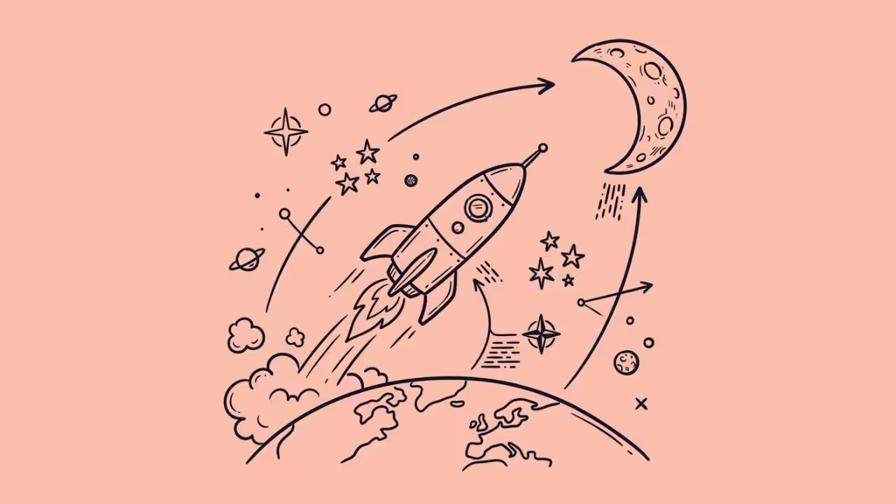 A space rocket heading to the moon