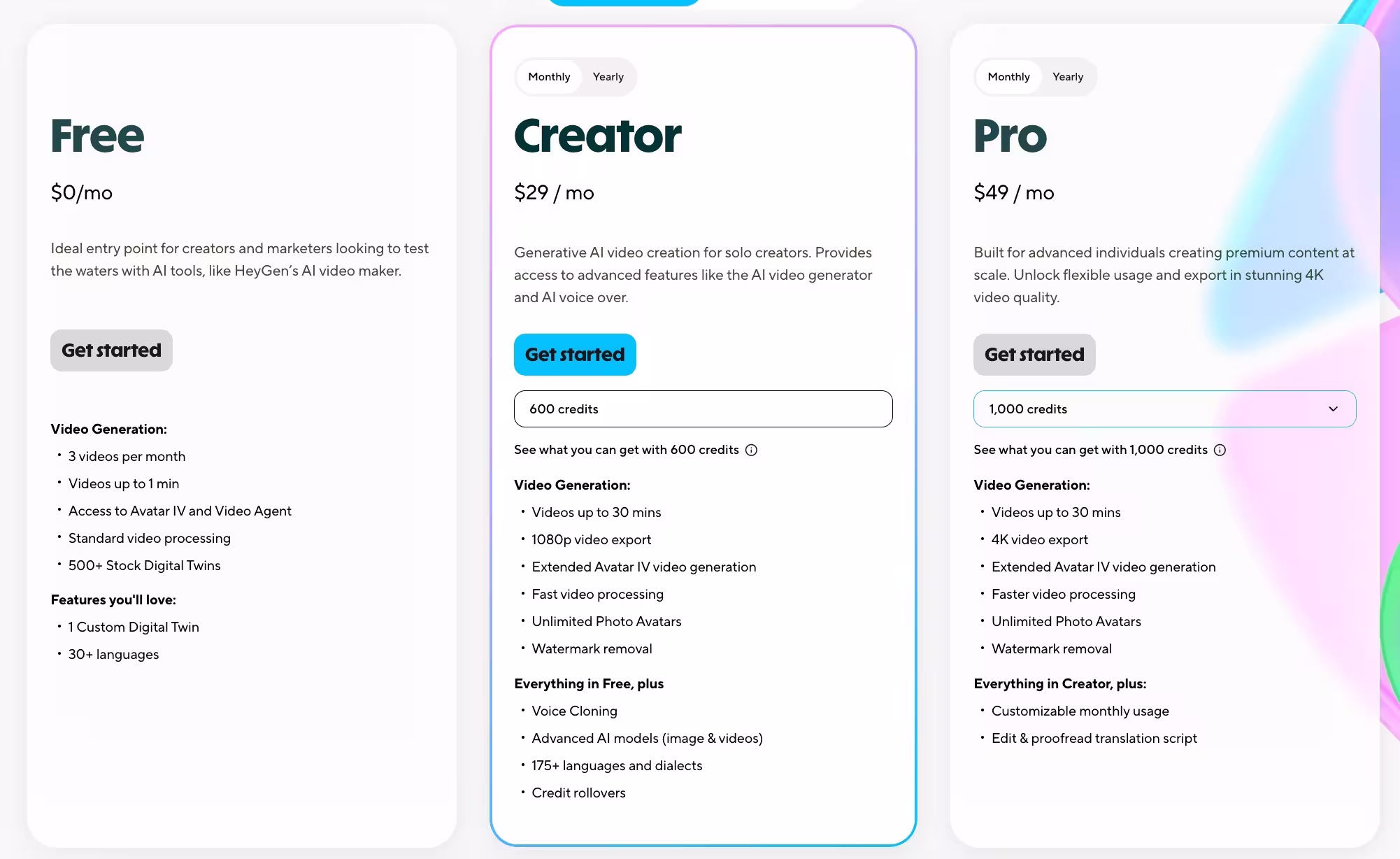heygen pricing