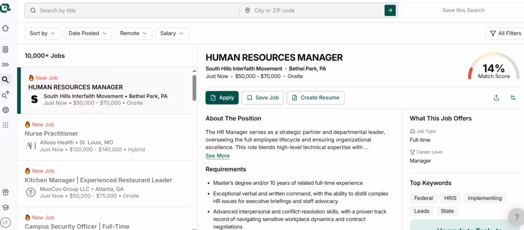 Job search with Teal resume