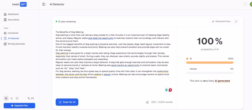 TwainGPT's AI Checker
