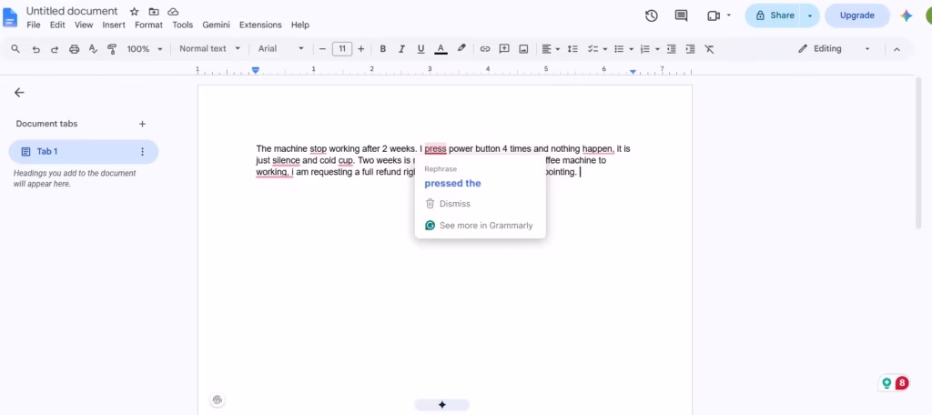 Checking grammar with Grammarly