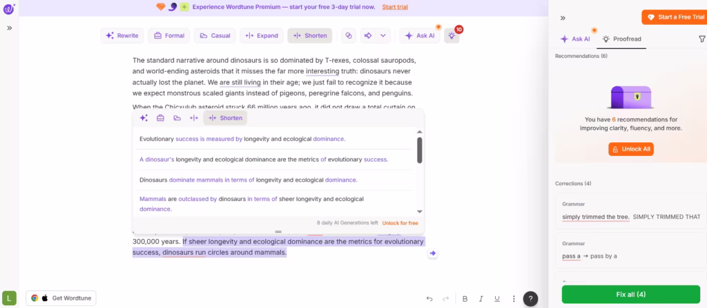 Summarization with Wordtune