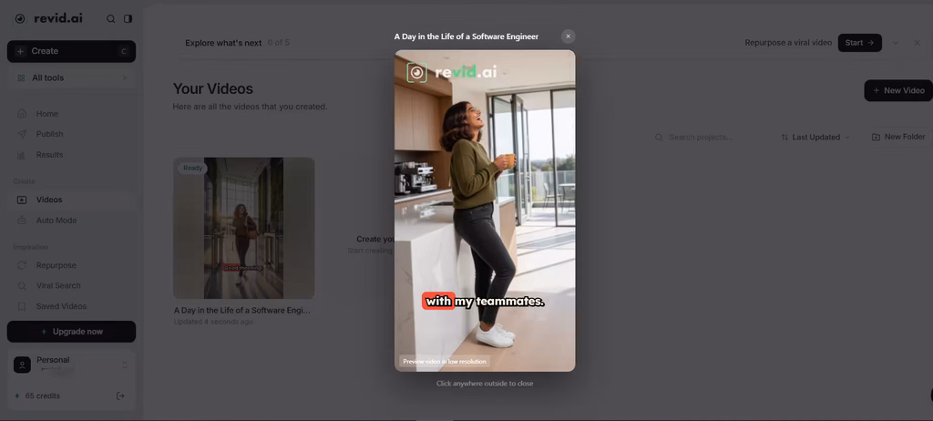 Revid's AI video generator