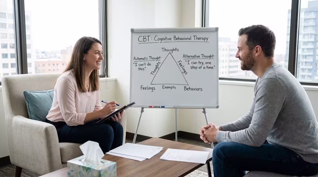 A therapist administering cognitive behavior therapy