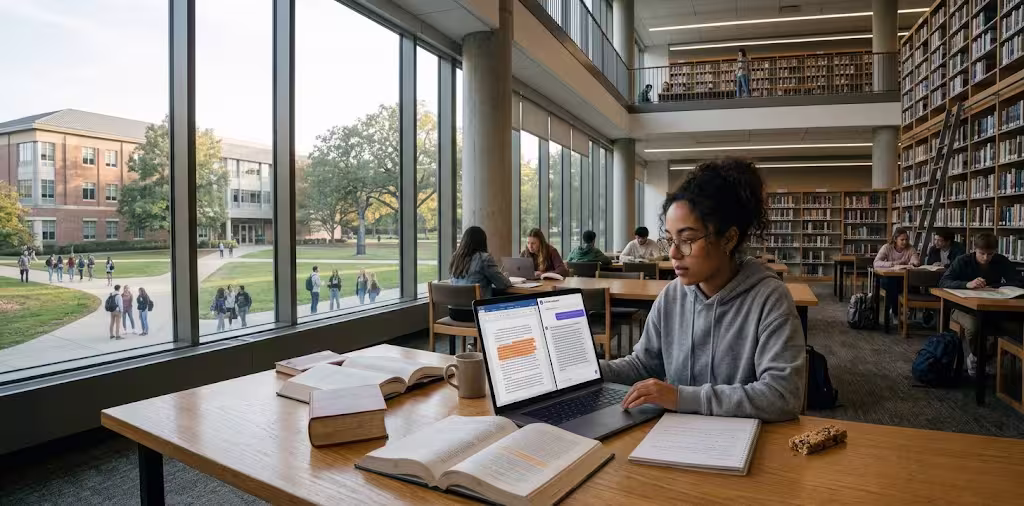 A student completing an essay with AI