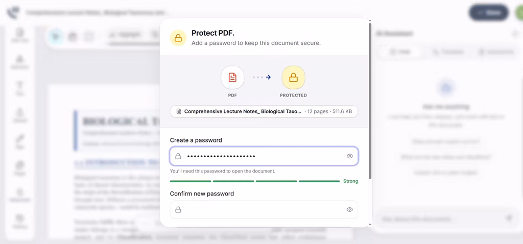 Password protecting a PDF file